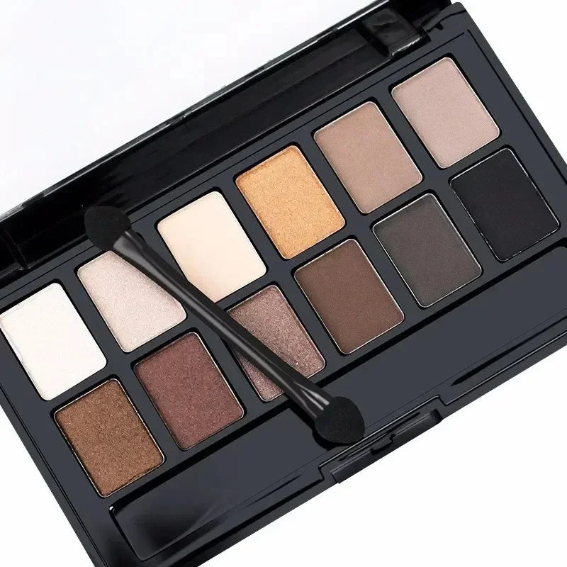 Palette fards à paupières professionnelle 12 couleurs, nudes mats et scintillants, maquillage yeux pour maquilleurs