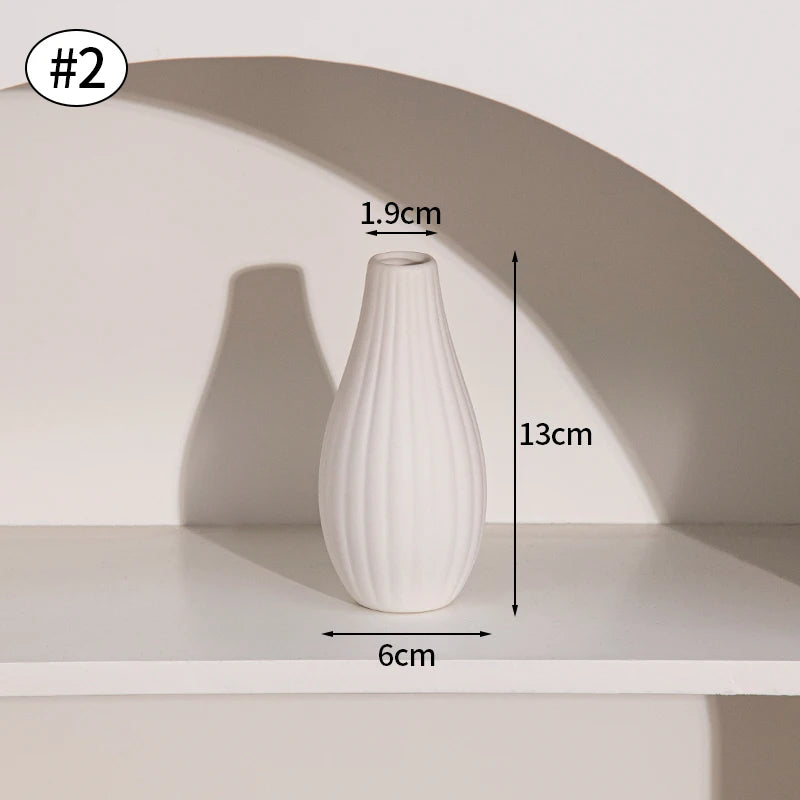 Modern Nordic Ceramic Vase – Minimalist White Flower Vase for Home & Office Decor