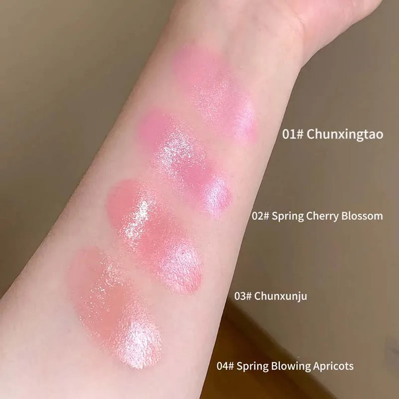 Blush crème à haute brillance – Doux et hydratant, livré avec applicateur puff – Facile à appliquer, rendu naturel et rosé, longue tenue pour lèvres et joues