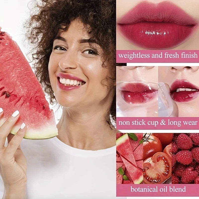 Teinte à lèvres fruitée effet gloss – Rouge à lèvres liquide hydratant et waterproof | Couleur intense et longue tenue | Texture non collante et brillante