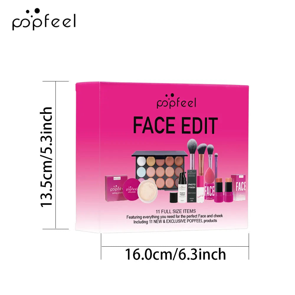 Coffret Maquillage Complet POPFEEL – Fards à Paupières, Poudre, Gloss & Huile à Lèvres – Idée Cadeau Femme
