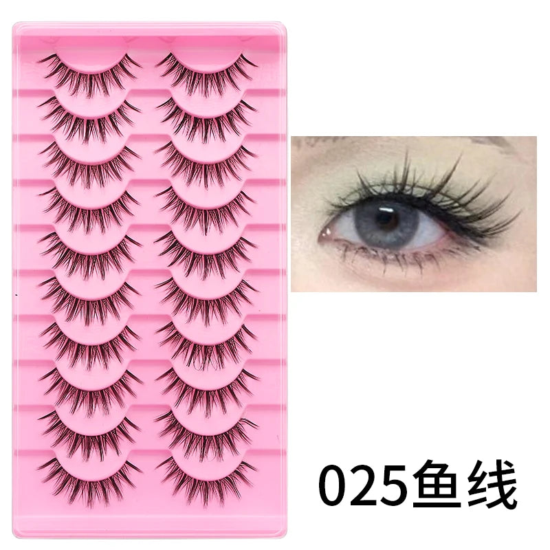 10 paires de cils naturels – Cils manga en bande complète, maquillage – Vente en gros, dropshipping, extensions de cils, faux cils style anime