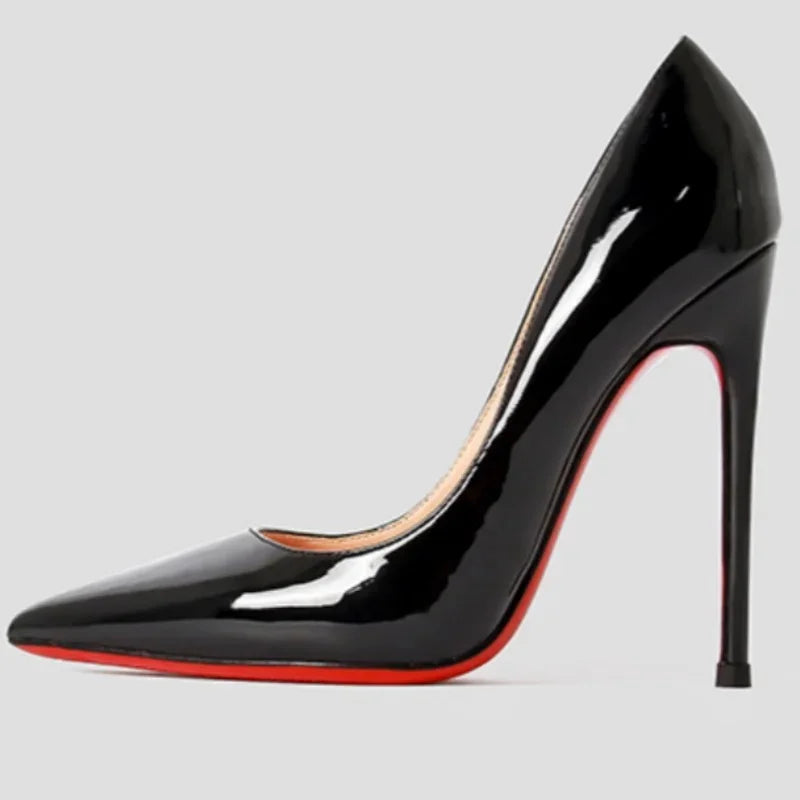 « Escarpins Femme 2025 – Talon 12 cm, Cuir Rouge, Pointus »