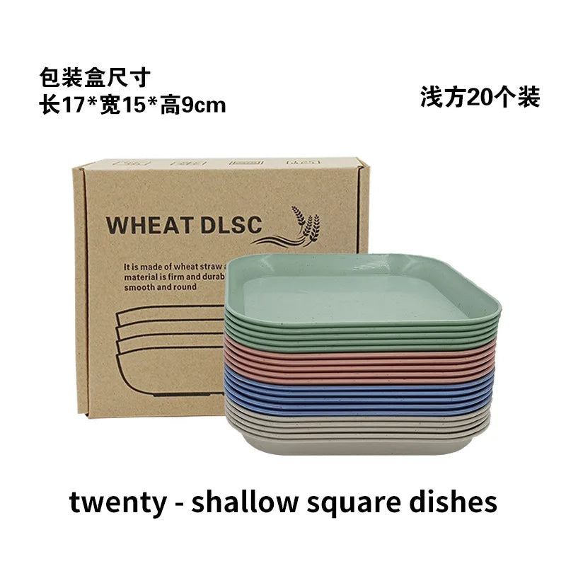 Set d’Assiettes en Paille de Blé – Couleurs Mélangées