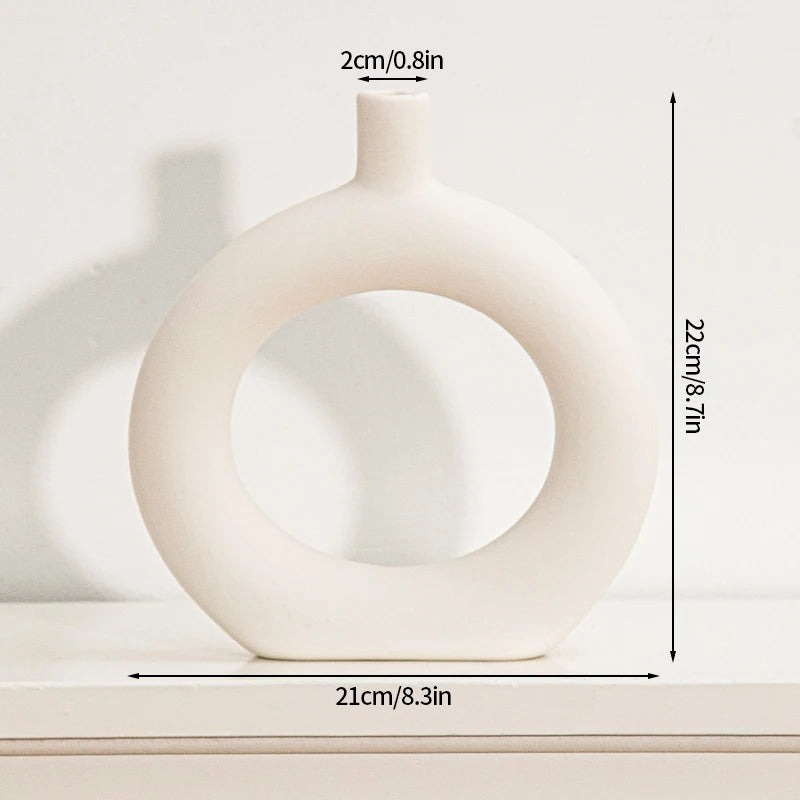 Modern White Decorative Vase – Minimalist Flower Vase for Home & Table Decor