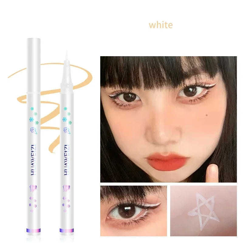 Crayon Eyeliner Liquide Séchage Rapide – Waterproof, Longue Tenue, Marron Thé et Blanc, Texture Lisse,Maquillage des Yeux