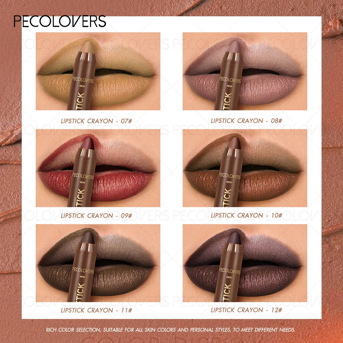 Crayon à Lèvres Mat Marron – Double Usage Contour et Rouge à Lèvres, Waterproof, Longue Tenue, Fini Naturel, Idéal Cadeau