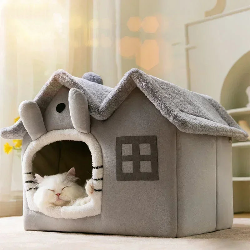 Foldable Cozy Pet House Bed – Warm Cave Bed for Small Dogs & Cats