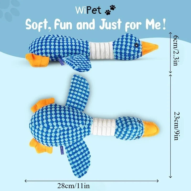 Blue Goose Plush Pet Toy – Squeaky Chew Toy for Dogs & Cats