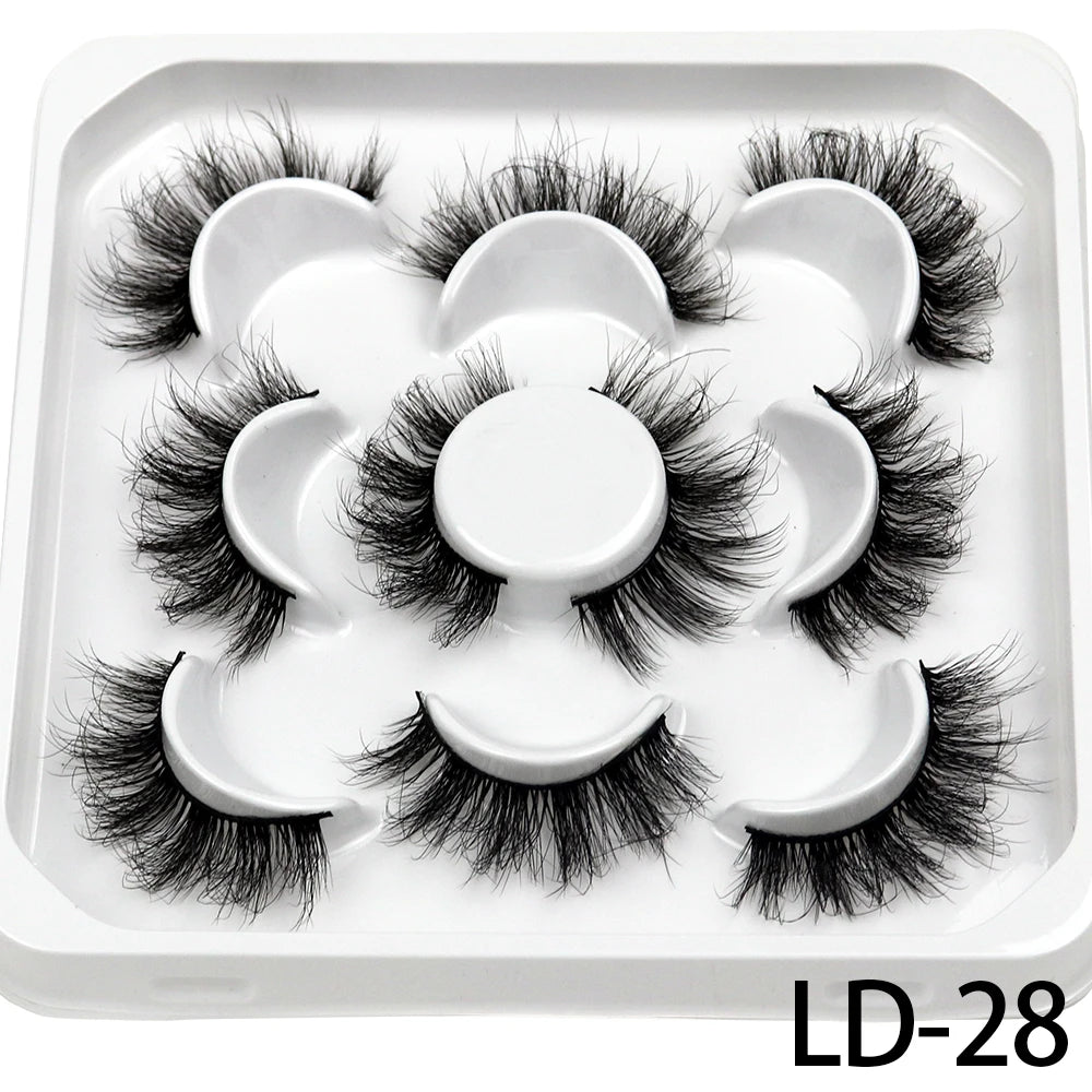 5 paires de cils en vison 3D – 25 mm, rouleau russe volumineux, faux cils naturels et dramatiques – Outils de maquillage, vente en gros