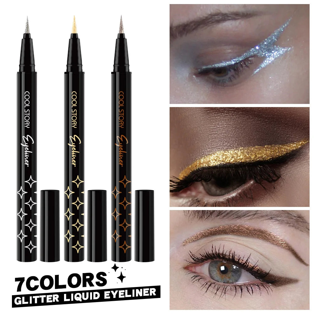 Stylo Eyeliner nacré à paillettes, stylo fard à paupières en ver à soie métallique, éclaircissant pour les yeux, séchage rapide, maquillage longue durée et imperméable