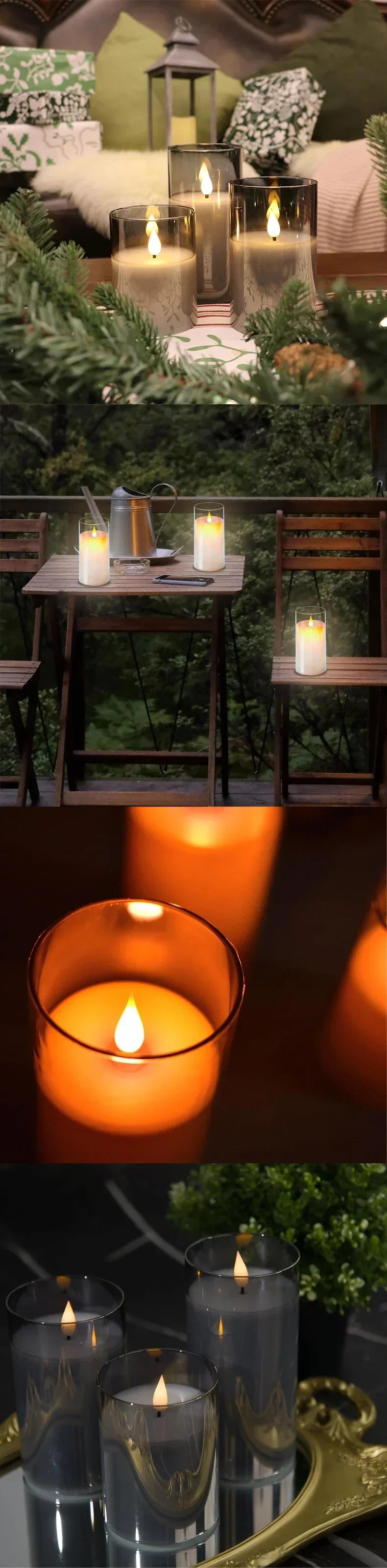 LED Flameless Candles with Remote & Timer – Flickering Acrylic Glass Candle Lights