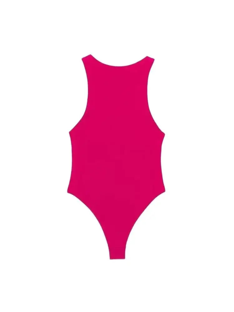 Body fashion pour femmes – Col halter et coupe skinny | Sans manches et sexy | Fermeture à boutons-pression | Combinaison (playsuit) féminine tendance