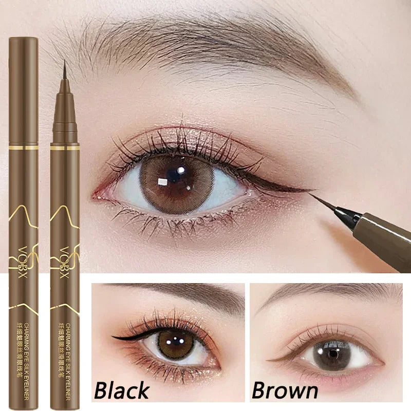 Eyeliner Liquide Brun — Résistant à l’eau et à la transpiration, tenue longue durée. Pointe fine pour un tracé précis et naturel, idéal pour accentuer les yeux.