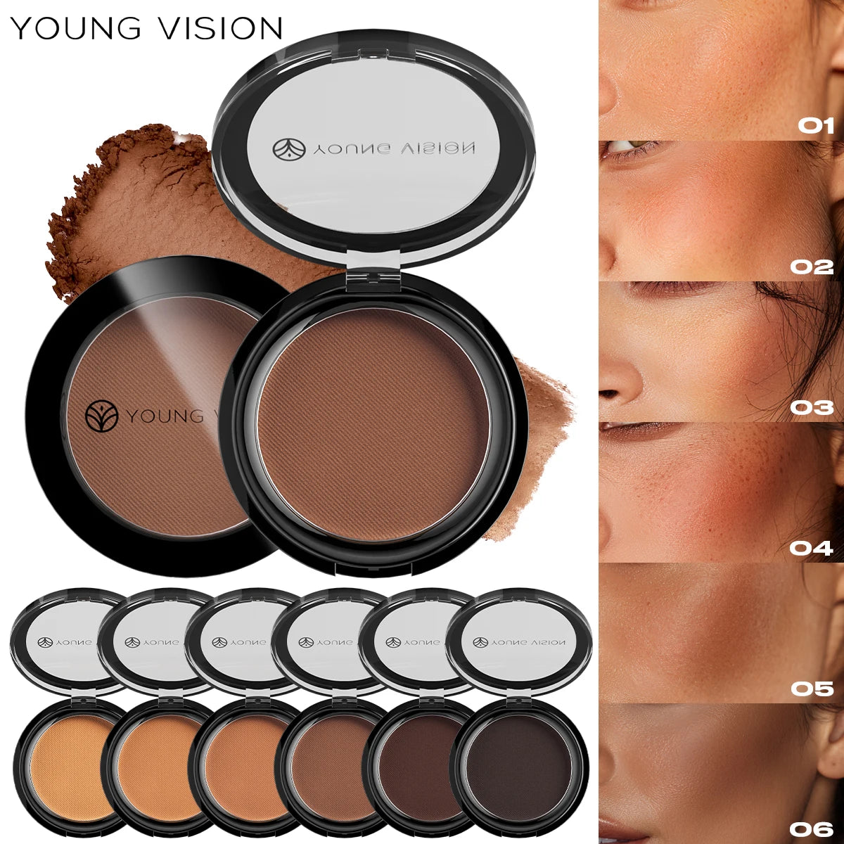 Bronzer mat soyeux – Poudre de contour longue tenue pour maquillage, effet 3D pour sculpter le visage – Correcteur pour contour profond et ombre du nez, palette de maquillage
