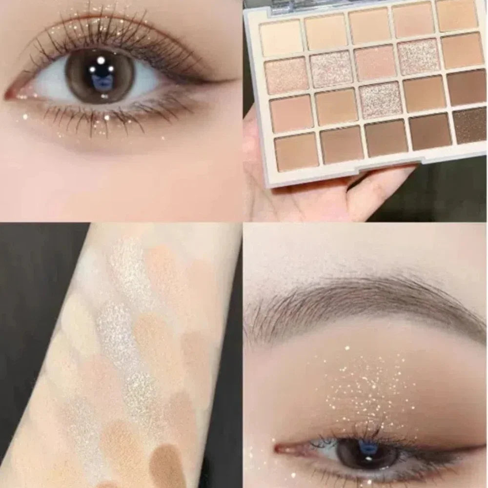 Palette fards à paupières 20 couleurs – Faible saturation, violet, mat et nacré, longue tenue, waterproof et pailleté