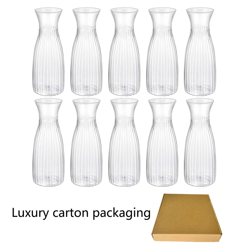 Clear Striped Decorative Vase – Modern Flower Vase for DIY Arrangements & Table Decor