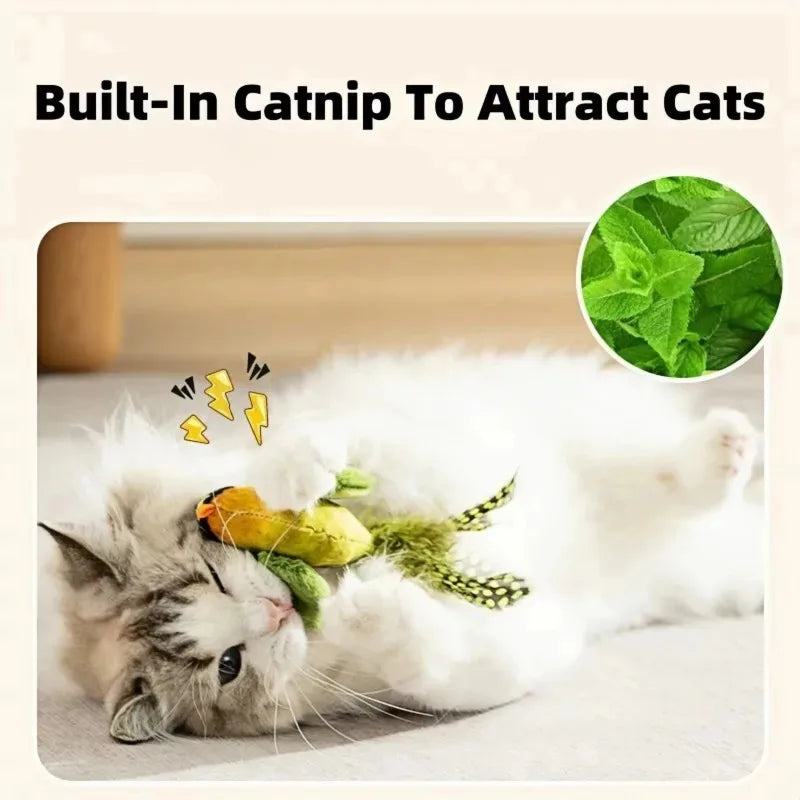 Interactive Chirping Bird Cat Toy with Elastic Rope