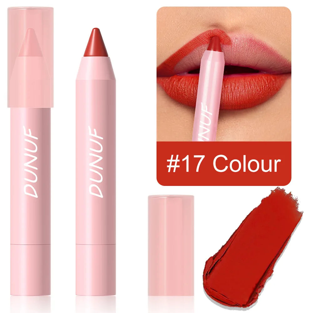 Crayons rouges à lèvres 18 couleurs – Finition mate et waterproof | Teintes rouges sexy et durables | Ne colle pas aux tasses | Crayons contour et maquillage des lèvres