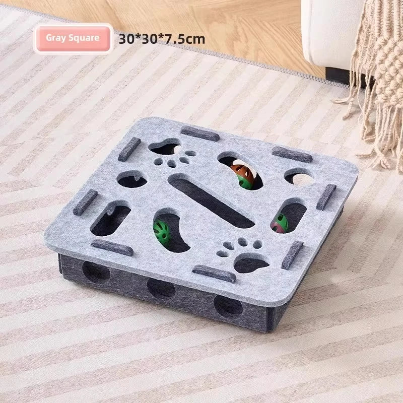 Felt Cat Puzzle Box with Ball – Interactive Hunting & Exercise Toy
