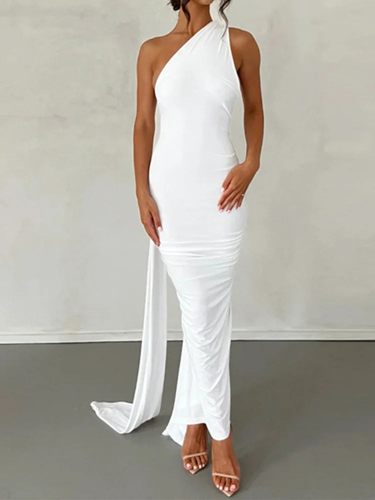 Robe  une épaule – Maxi Bodycon Dos Nu