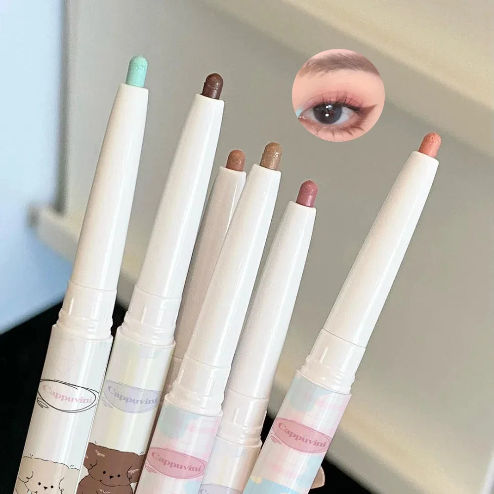 Gel eyeliner nacré raisin avec pinceau estompeur, texture soyeuse, brun thé, rose, ver à soie, crayon eyeliner waterproof