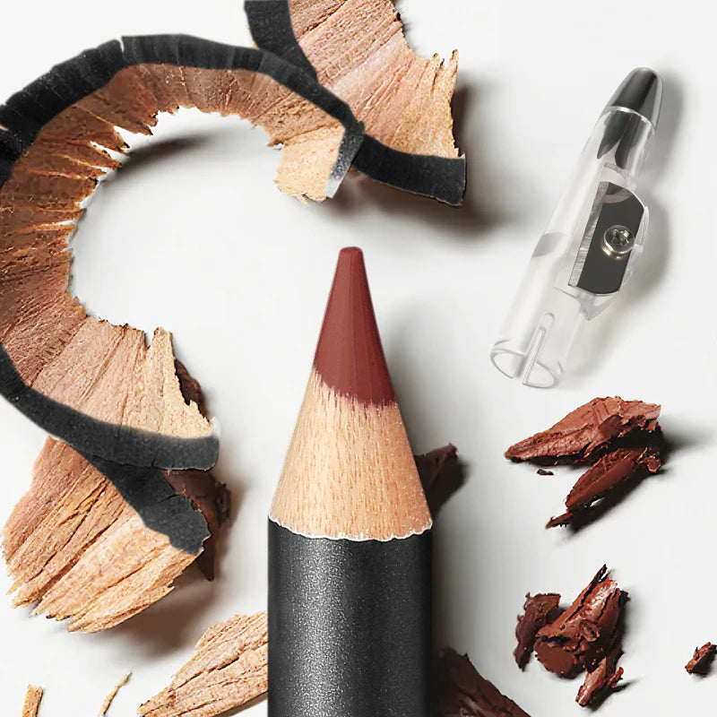 Crayons à Lèvres Mat Waterproof 12 Couleurs – Contour Rouge, Longue Tenue, Anti-Transfert, Hydratant, Maquillage des Lèvres