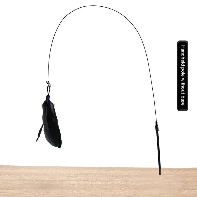 Interactive Suction Cup Feather Cat Wand Toy with Bell