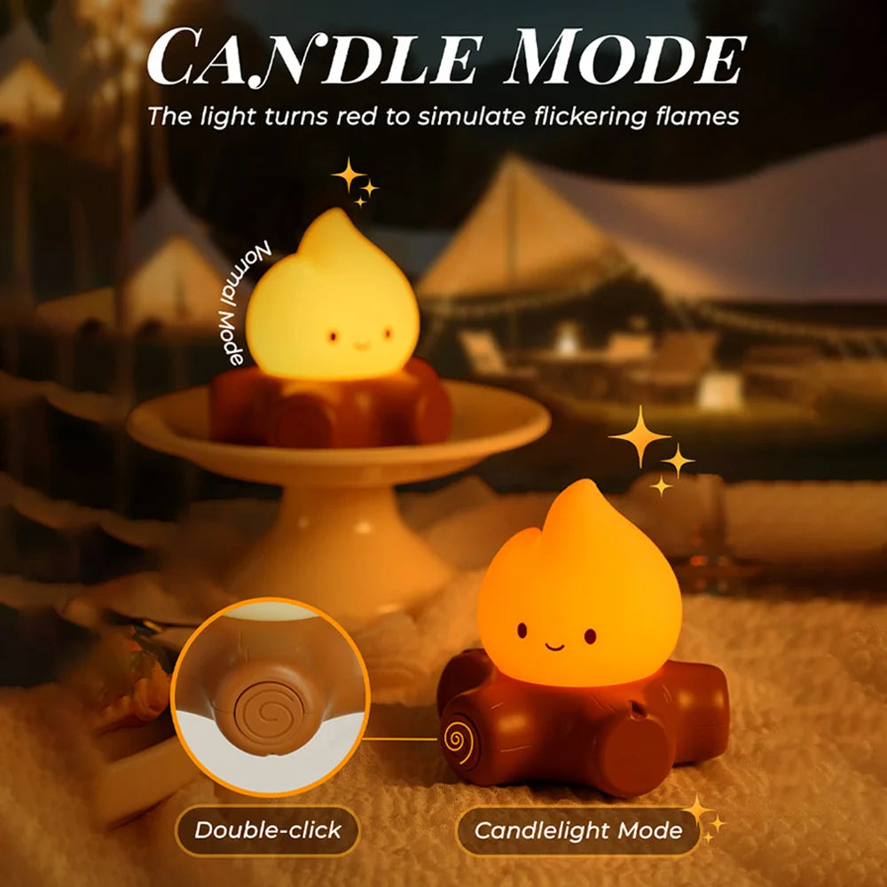 Campfire Night Light with White Noise – Cozy LED Atmosphere Lamp for Kids & Bedroom Decor