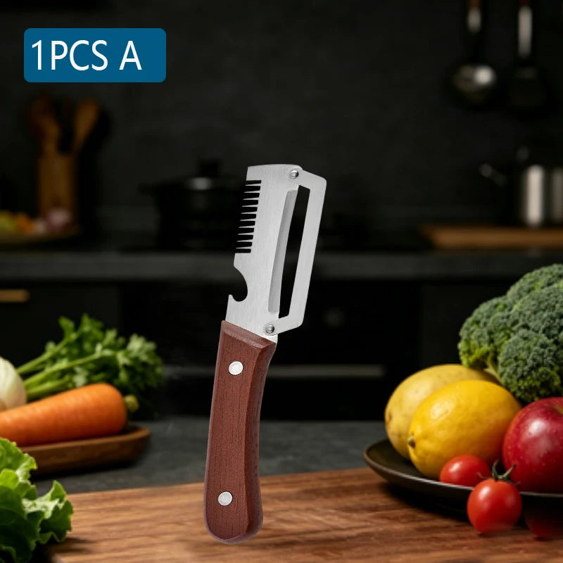 Multifunction Kitchen Peeler – Stainless Steel Vegetable Peeler, Fruit Paring Knife & 2-in-1 Bottle Opener