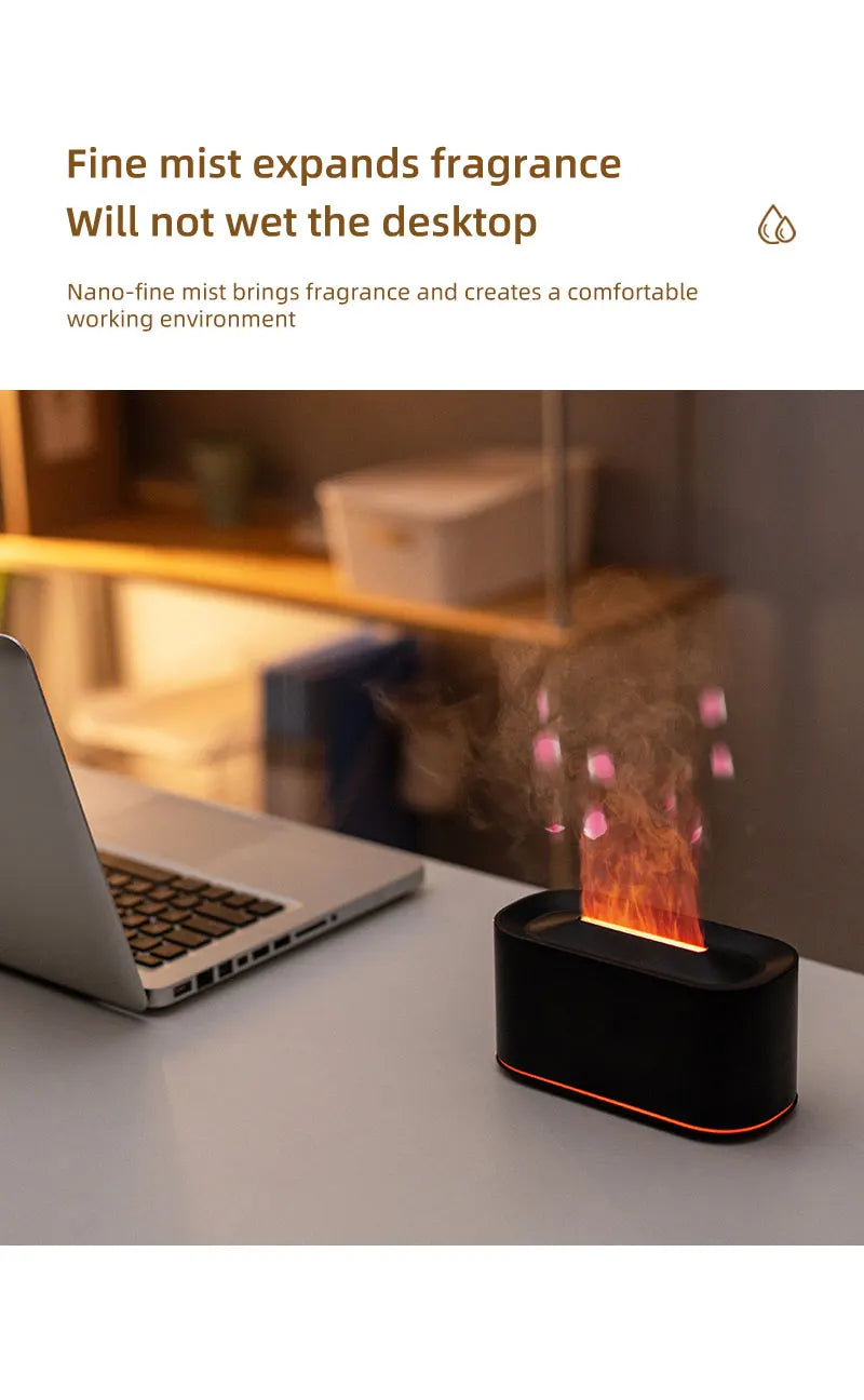 Flame Aroma Diffuser – Colorful LED Essential Oil Humidifier for Home & Relaxation