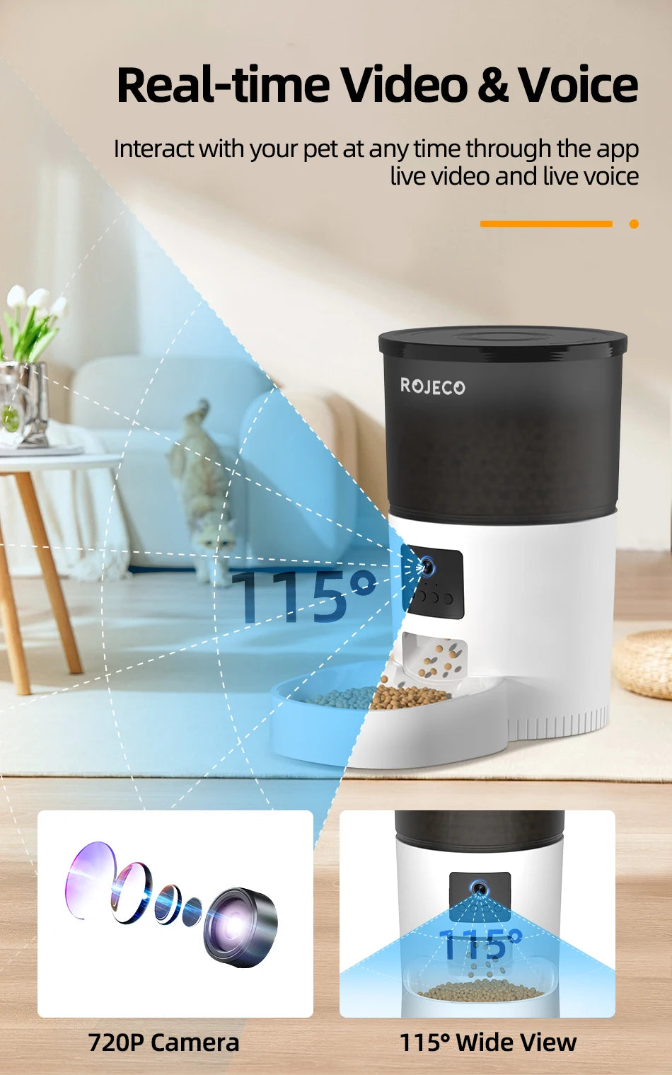Smart Automatic Pet Feeder with Camera – Wi-Fi Food Dispenser for Cats & Dogs