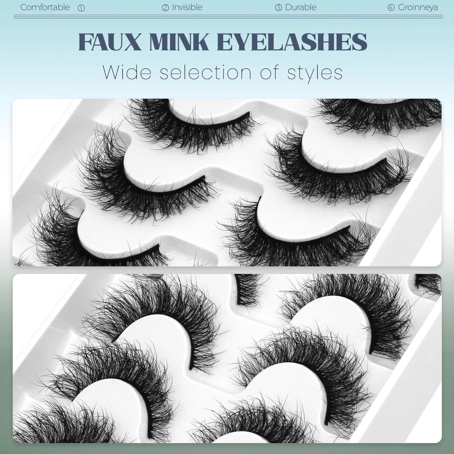 Faux cils – Cils Cat Eye 8D volumineux et doux, courbure D, effet dramatique, bande complète – Faux cils en vison épais
