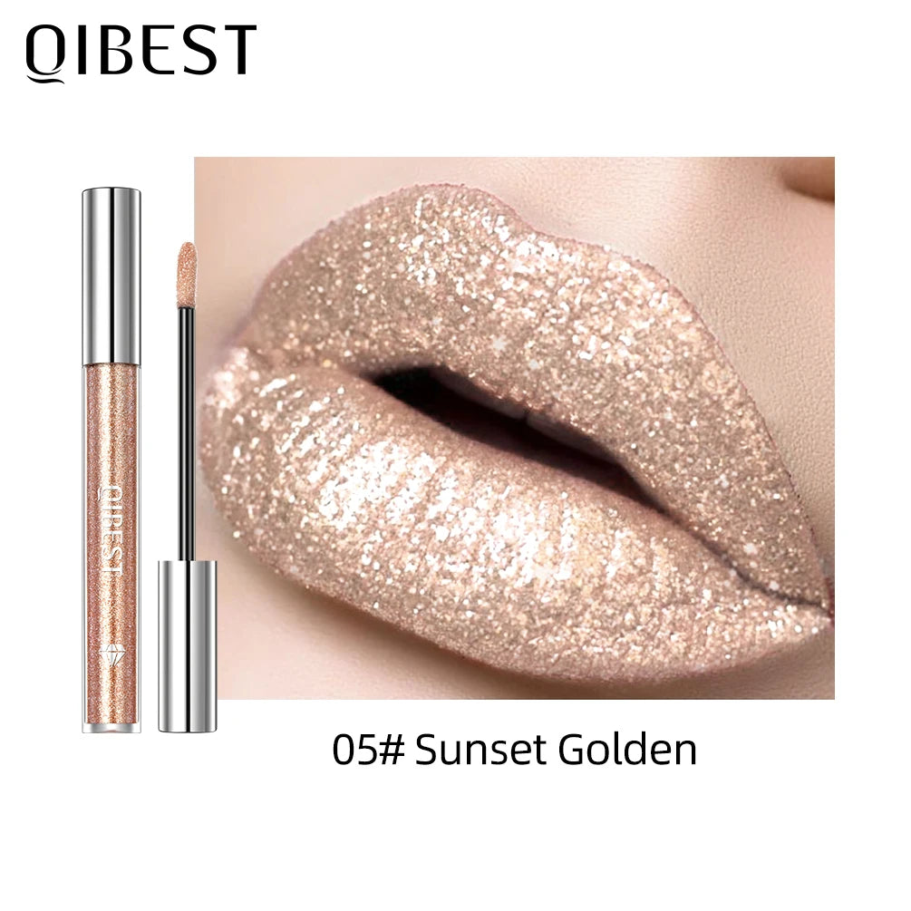 Rouge à lèvres liquide à paillettes de diamant, imperméable, longue durée, brillant à lèvres en métal, charmant, teinte de maquillage pour femmes