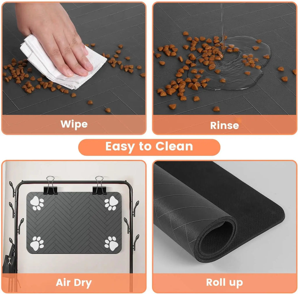 Absorbent Pet Feeding Mat – Waterproof Food & Water Bowl Placemat