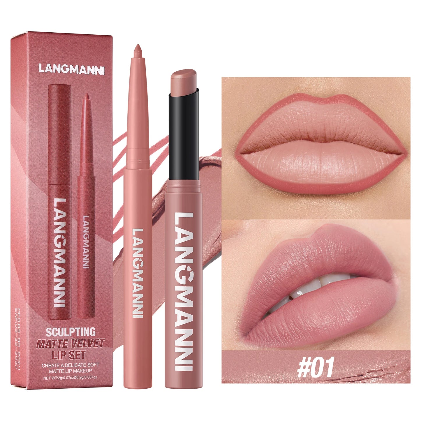 Set intégré rouge à lèvres + crayon contour waterproof – Tenue durable, sans bavure et sans transfert | Couleur longue durée | Facile à appliquer pour un maquillage lèvres parfait
