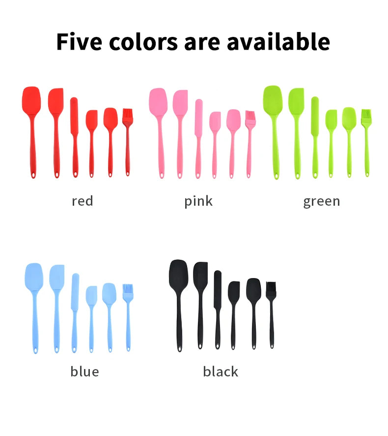 6-Piece Silicone Kitchen Utensil Set – Cream Scraper, Spatulas & Oil Brush Baking Tools Set