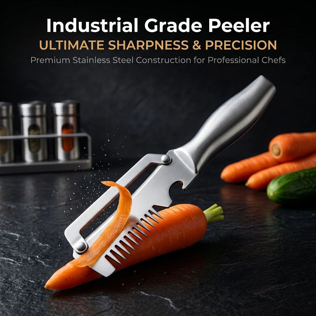 3-in-1 Multifunction Stainless Steel Peeler – Vegetable & Fruit Peeler, Slicer and Shredder Kitchen Tool