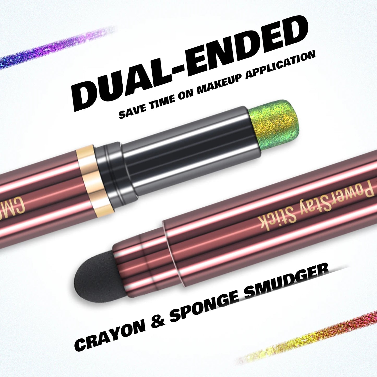 Crayon fard à paupières  double embout, multichrome pailleté, waterproof, maquillage professionnel