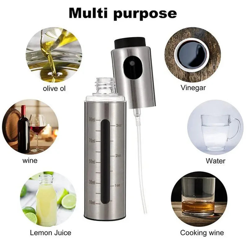 304 Stainless Steel Oil Sprayer Bottle – Refillable Olive Oil & Vinegar Mister for BBQ, Baking & Cooking