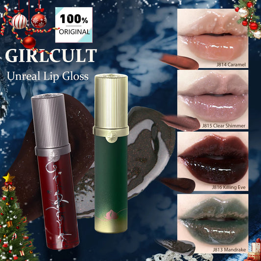 Girlcult Unreal Lip Gloss-4 nuances, texture brillante irisée, hydratant non collant, dégradé de lèvres amical, saison de vacances, fête