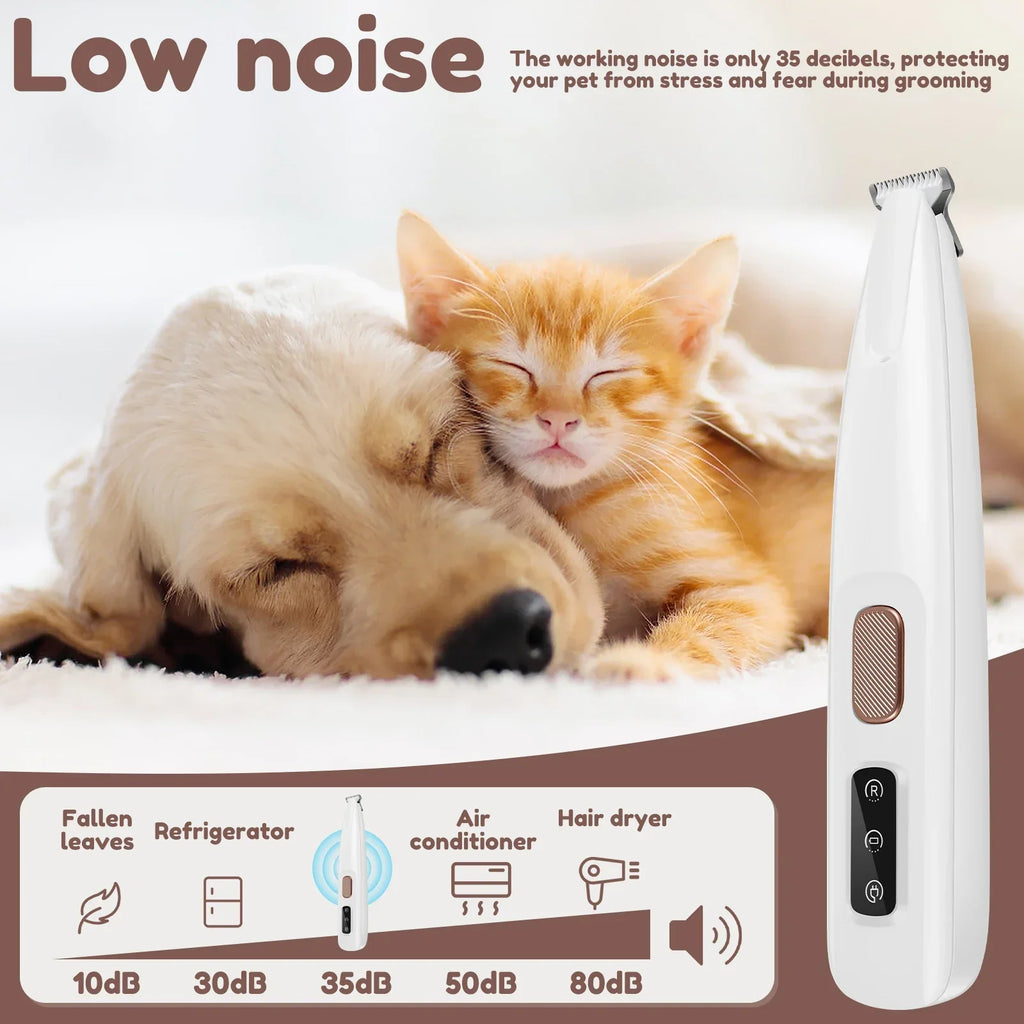 Waterproof Dog Paw Trimmer with LED Light – Rechargeable Pet Grooming Clipper