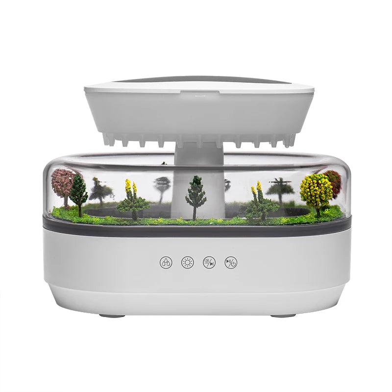 Raindrop Aroma Diffuser – Ultrasonic Humidifier with White Noise & Colorful LED Lights