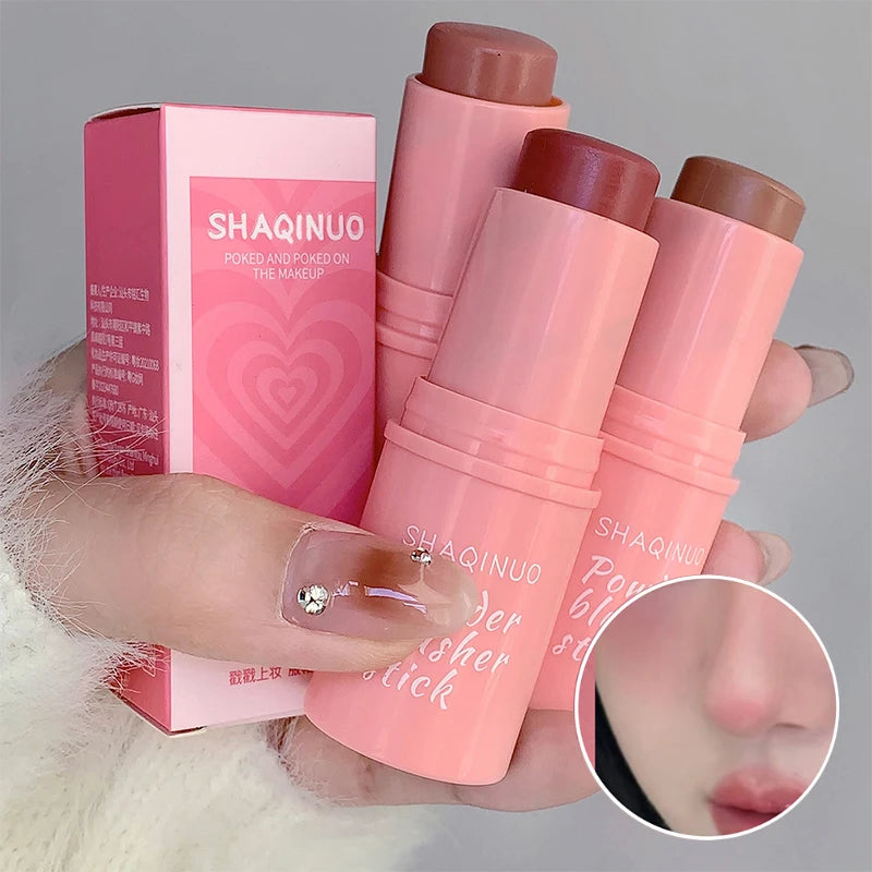 Blush stick énergisant – Fini mat naturel, texture crémeuse, facile à estomper – Pour un teint frais et éclatant