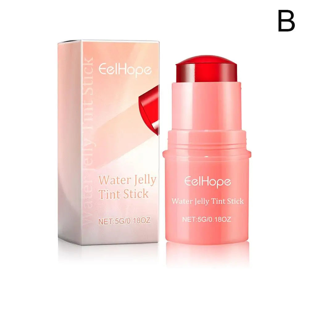 Blush stick 3 en 1 – Teinte hydratante pour joues et lèvres, crème éclatante pour yeux, joues et lèvres – Texture jelly aqueuse, finition matte, contouring maquillage