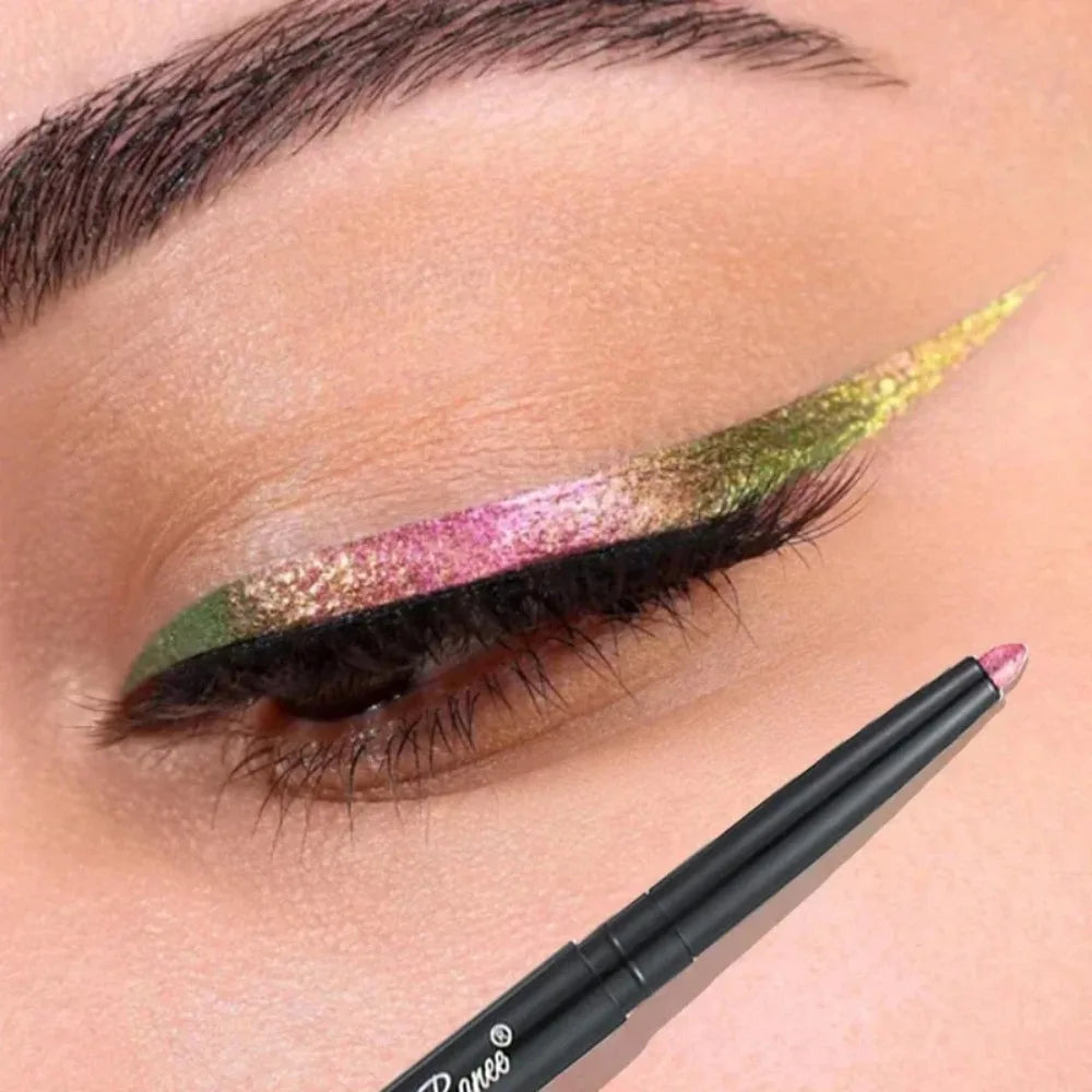 Eyeliner Pailleté– Multi-Chrome, Longue Tenue, Métallique, Ombre à Paupières Brillante, Teintes Vert et Violet
