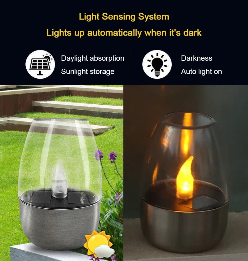 Solar LED Flameless Candles – Waterproof Outdoor Candle Lights for Garden & Wedding Decor