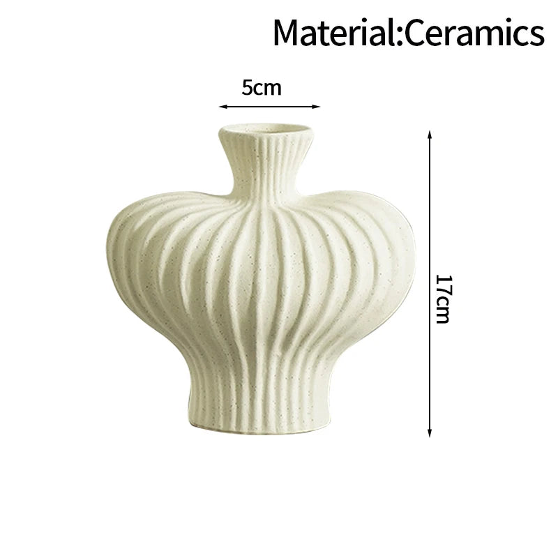 Modern White Decorative Vase – Minimalist Flower Vase for Home & Table Decor