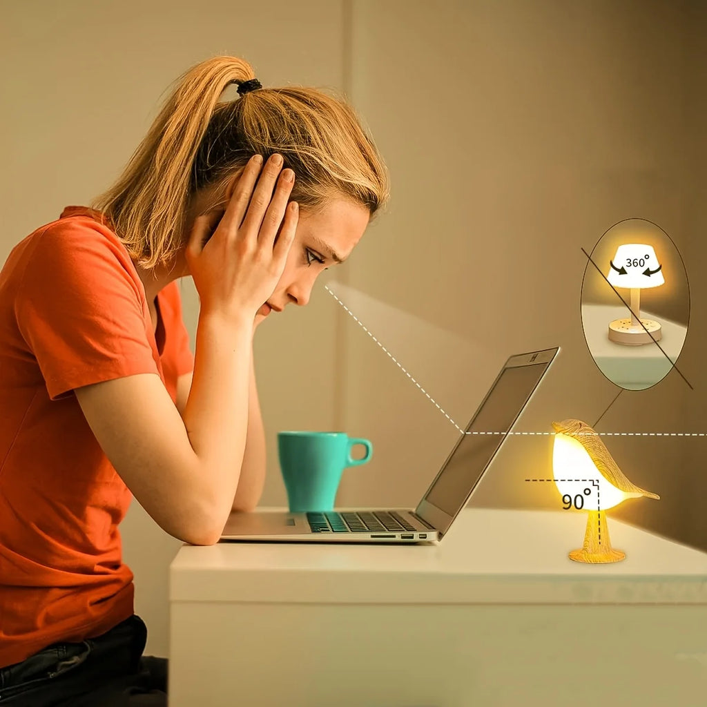 LED Bird Touch Lamp – 3-Level Dimmable Rechargeable Night Light for Home Decor