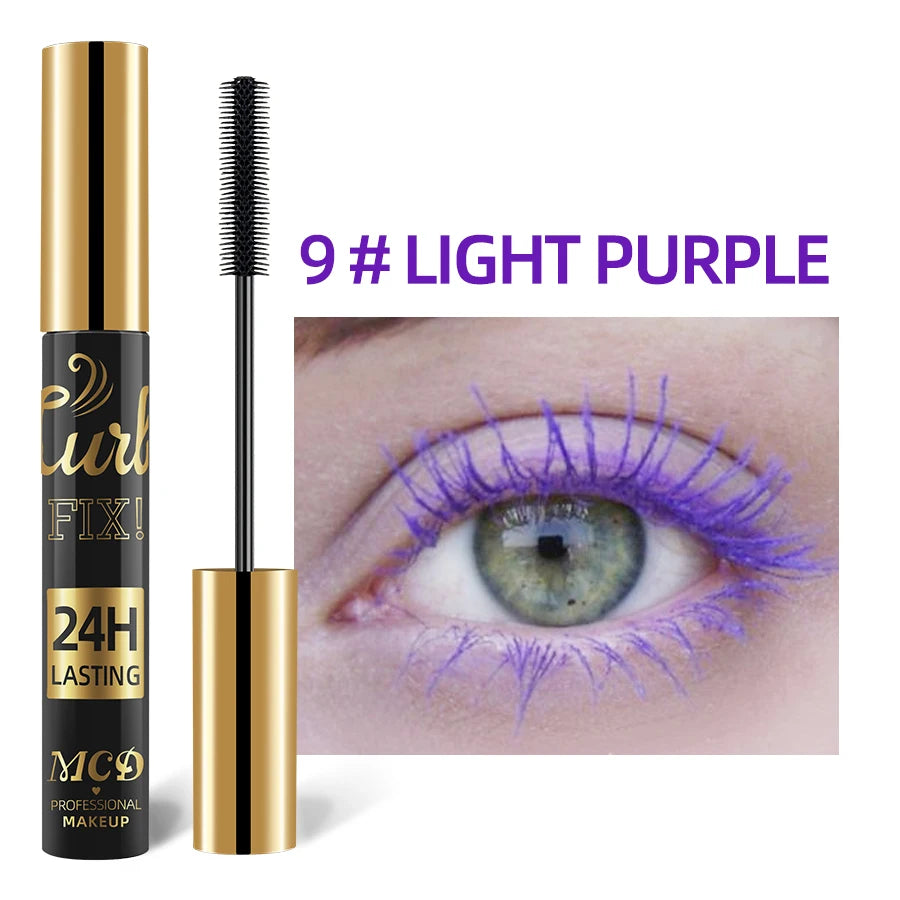 Mascara 5D waterproof vibrant 9 couleurs longue tenue recourbant bleu, vert, noir extensions cils
